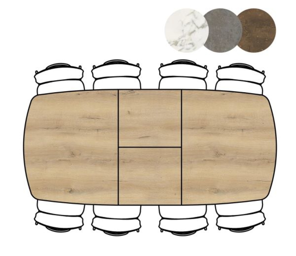 XOOON Masura, Ausziehtisch ovale - 180 (+ 60) x 110 cm - Beige, Braun - 11