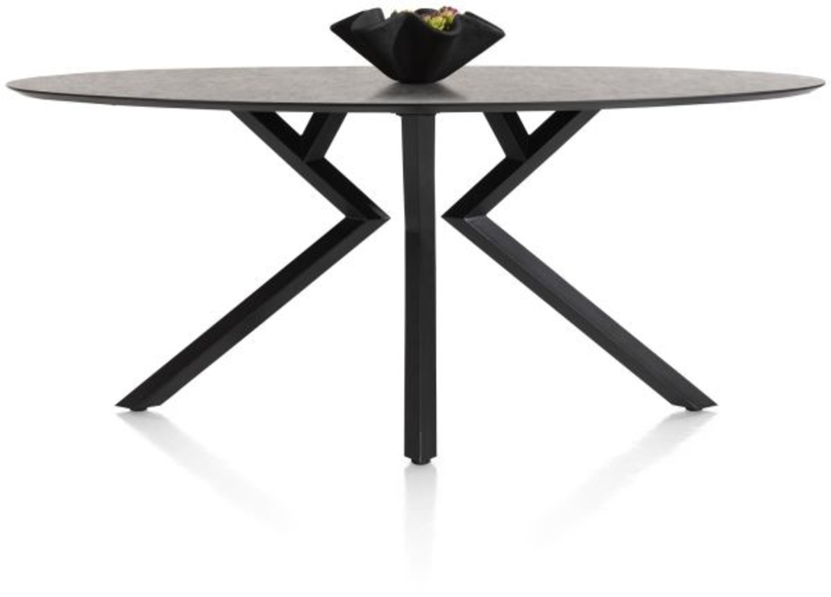 XOOON Masura, Tresentisch Ellipse - 220 x 105 cm (Hoehe 92 cm) - Schwarz, Grau - 1