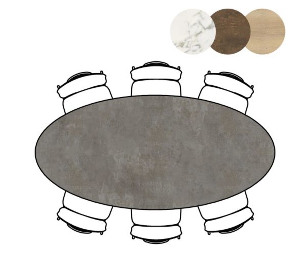 XOOON Masura, Tresentisch Ellipse - 220 x 105 cm (Hoehe 92 cm) - Schwarz, Grau - 3