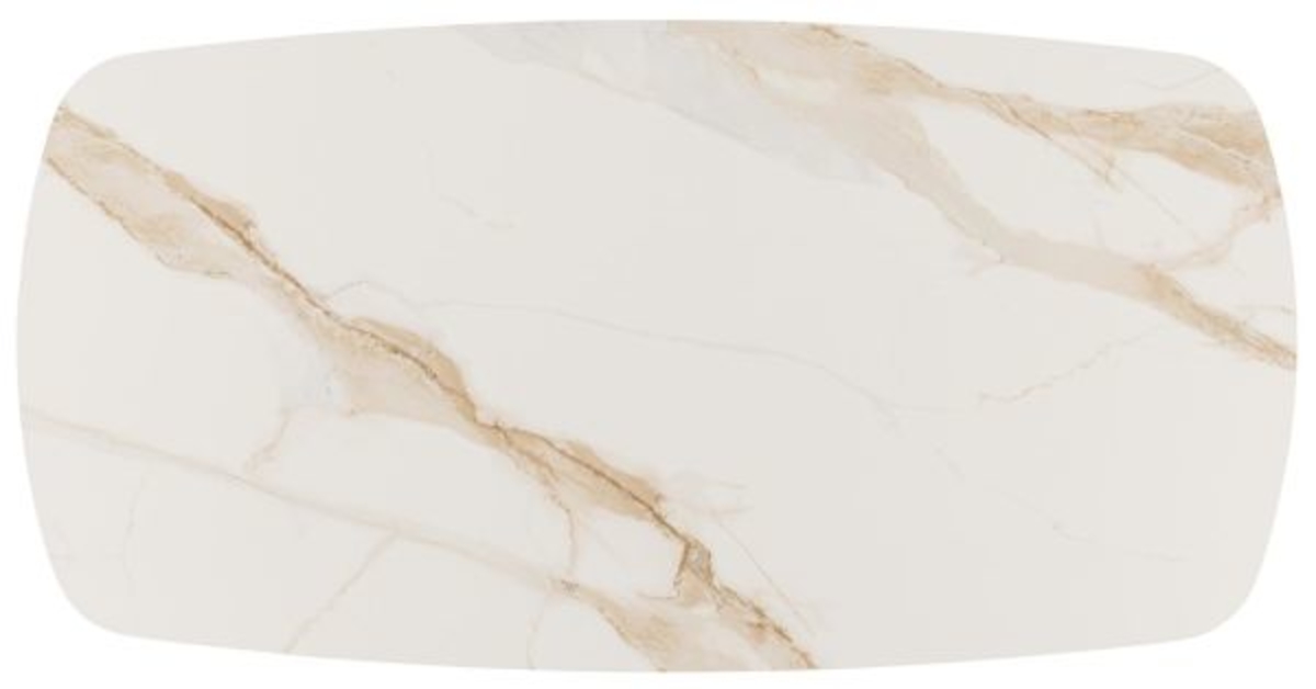 XOOON Montello, Ausziehtisch 200 x 100 cm. (+ 2 x 50) -  zentralem Fuss - Keramikplatte - Beige, Weiß - 2