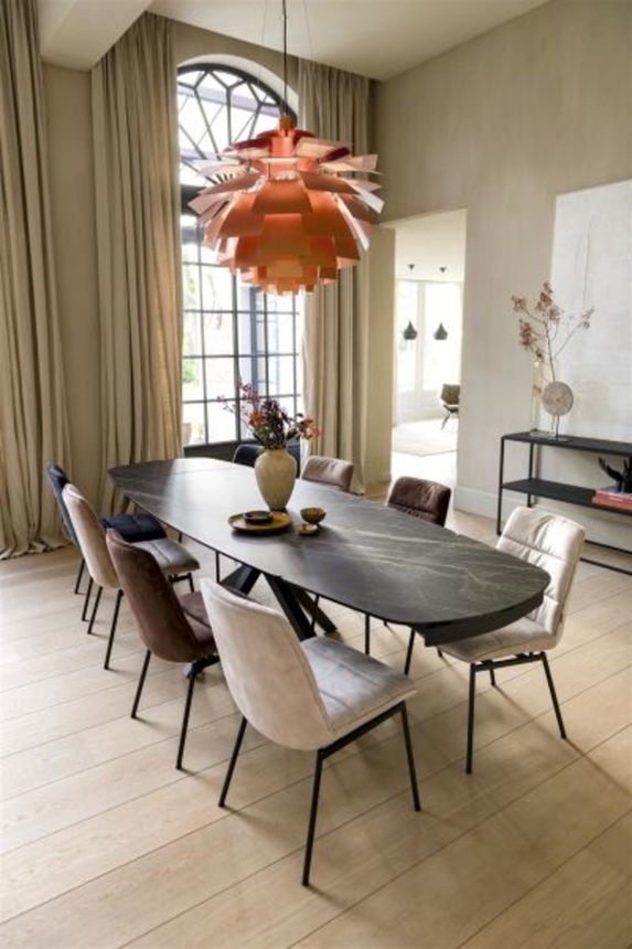 XOOON Montello, Ausziehtisch 200 x 100 cm. (+ 2 x 50) -  zentralem Fuss - Keramikplatte - Beige, Weiß - 7