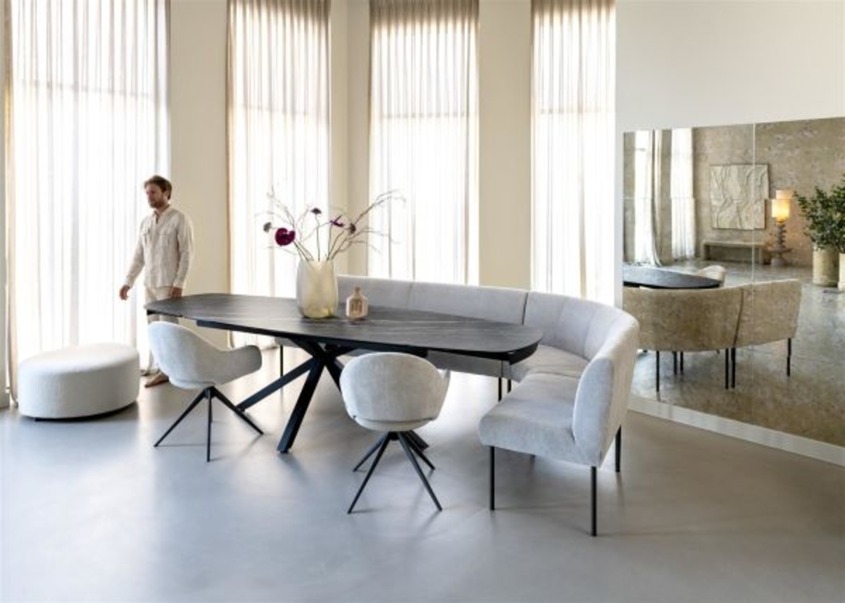 XOOON Montello, Ausziehtisch 200 x 100 cm. (+ 2 x 50) -  zentralem Fuss - Keramikplatte - Schwarz - 17