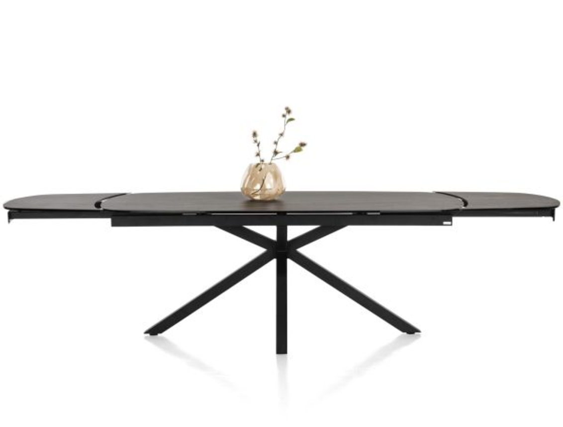 XOOON Montello, Ausziehtisch 200 x 100 cm. (+ 2 x 50) -  zentralem Fuss - Keramikplatte - Schwarz - 3