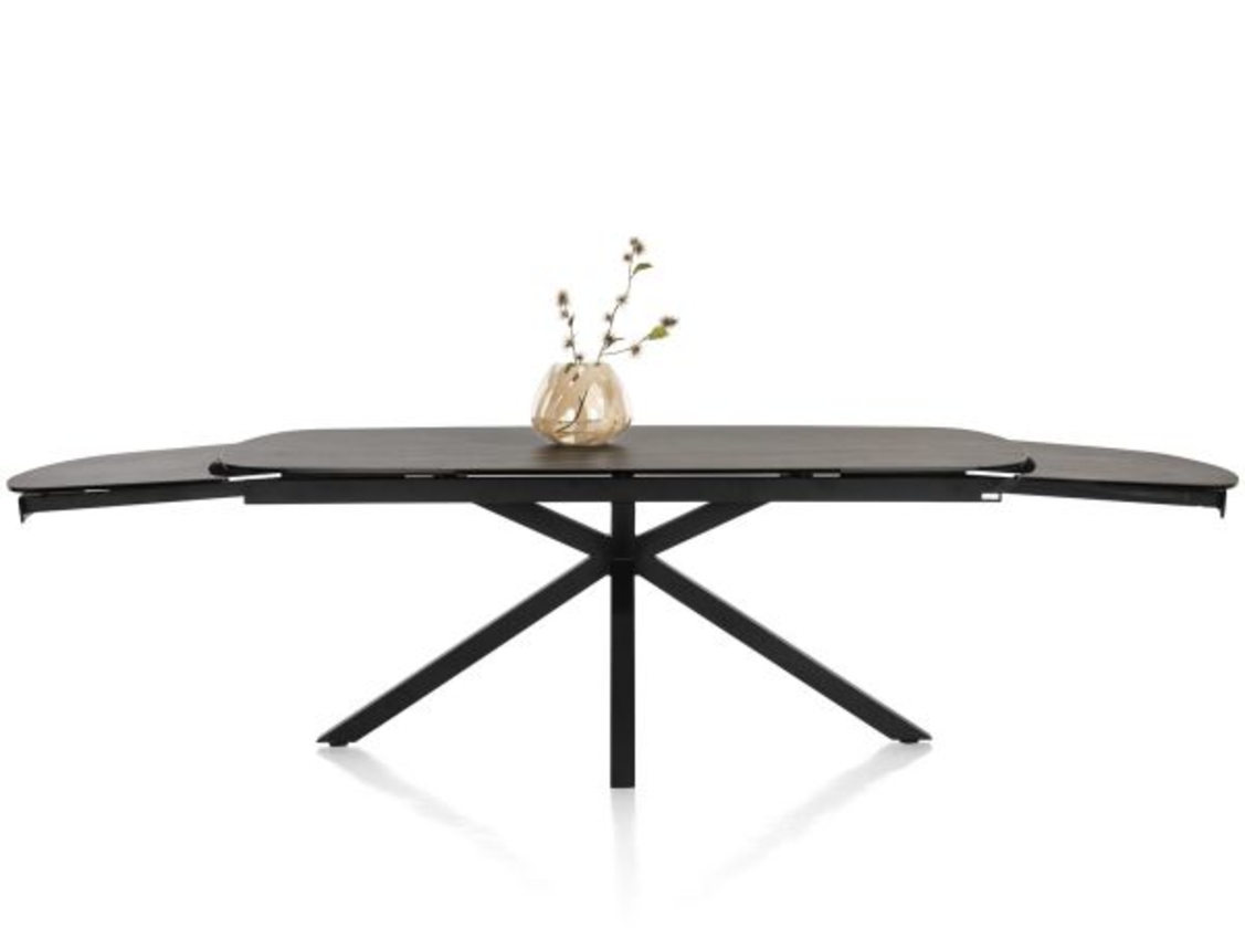 XOOON Montello, Ausziehtisch 200 x 100 cm. (+ 2 x 50) -  zentralem Fuss - Keramikplatte - Schwarz - 4