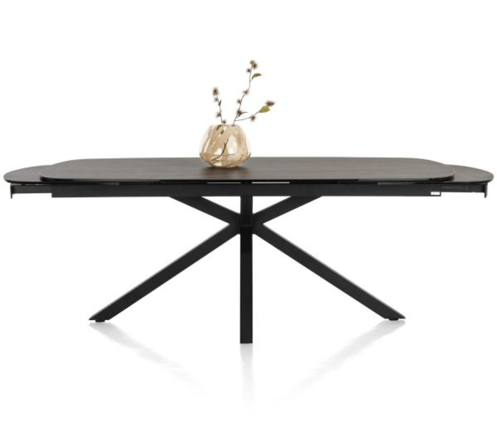XOOON Montello, Ausziehtisch 200 x 100 cm. (+ 2 x 50) -  zentralem Fuss - Keramikplatte - Schwarz - 5