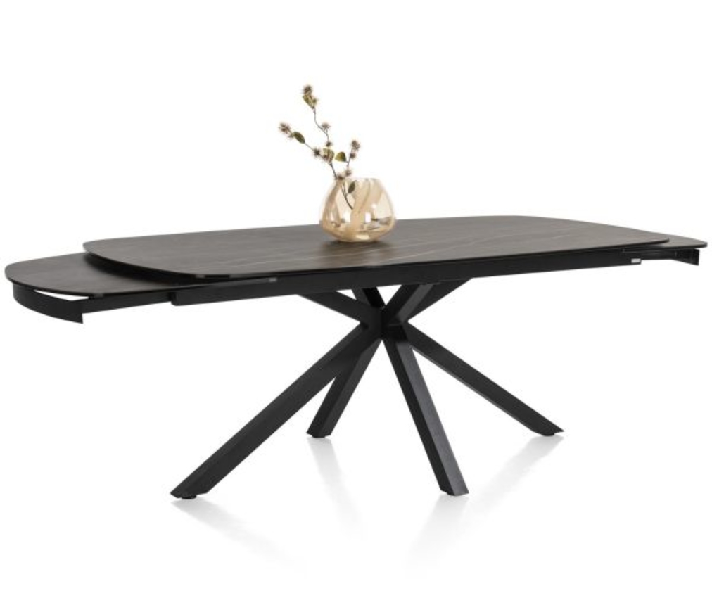 XOOON Montello, Ausziehtisch 200 x 100 cm. (+ 2 x 50) -  zentralem Fuss - Keramikplatte - Schwarz - 9