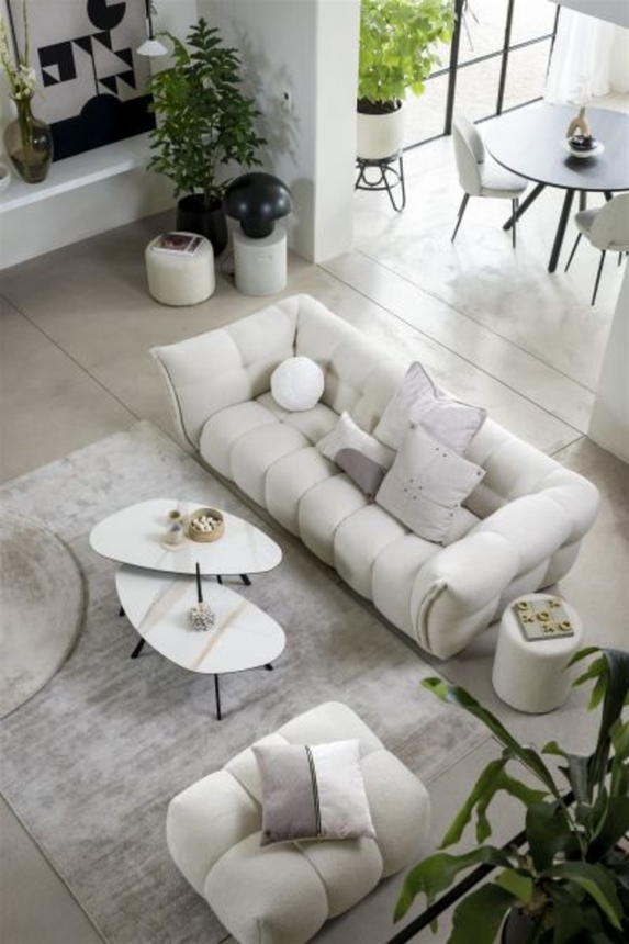 XOOON Montello, Couchtisch 94 x 49 cm. - hoehe 42 cm. - Keramikplatte - Beige, Weiß - 9