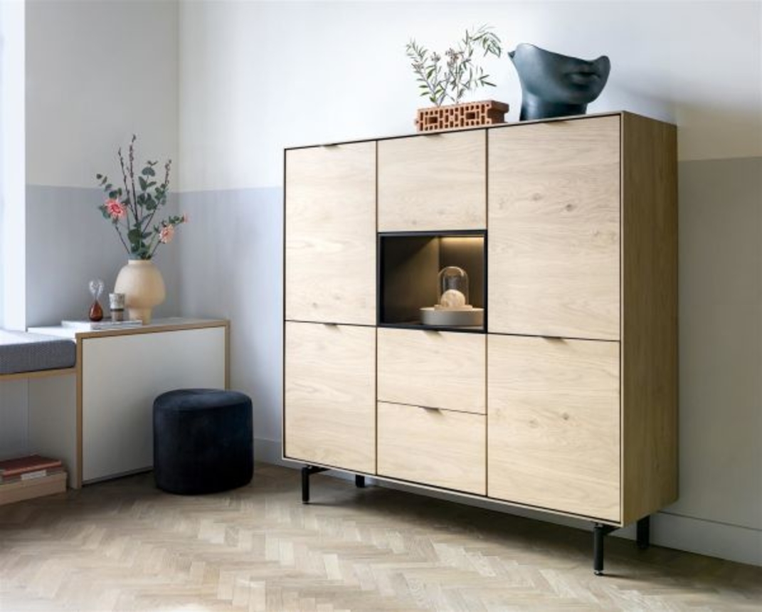 XOOON Elements, Highboard 150 cm - 5-Türen + 2-Laden + 1-Nische + Led -  - 10