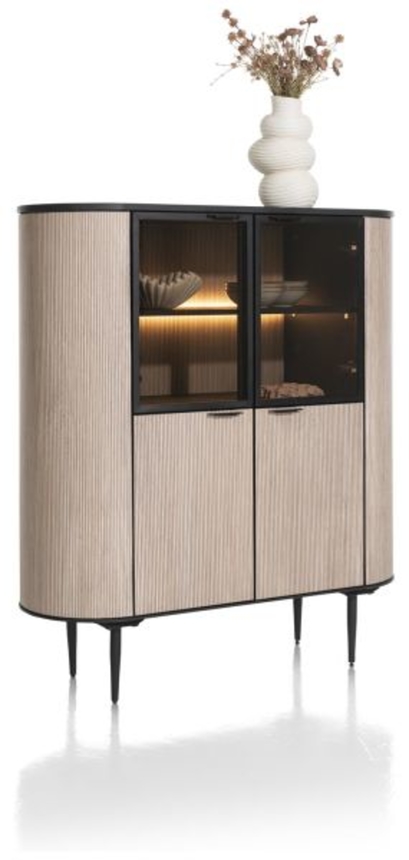 XOOON Aramon, Schrank 125 cm. - 2-Türen + 2-Glastüren (+ LED) -  - 2