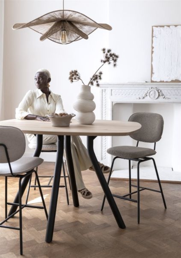 XOOON Arvada, Tresentisch 160 x 100 cm. - oval - Zentralfuss kurz - Beige, Braun - 10