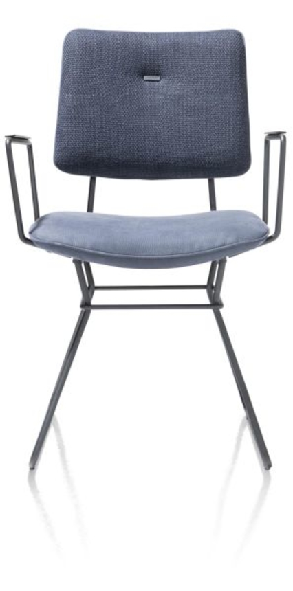XOOON Otis, Armlehnstuhl - schwarzer Rahmen - Kombi Vito / Nubucco mit Biese Nubucco - Blau, Blau - 1