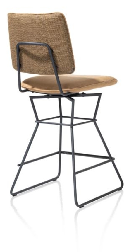 XOOON Otis, Tresenstuhl drehbar - schwarzer Rahmen - Kombi Vito / Nubucco mit Biese Nubucco - Braun, Braun, Orange, Taupe - 3