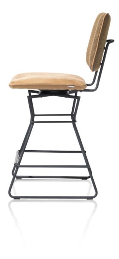 XOOON Otis, Tresenstuhl drehbar - schwarzer Rahmen - Kombi Vito / Nubucco mit Biese Nubucco - Braun, Braun, Orange, Taupe - 4