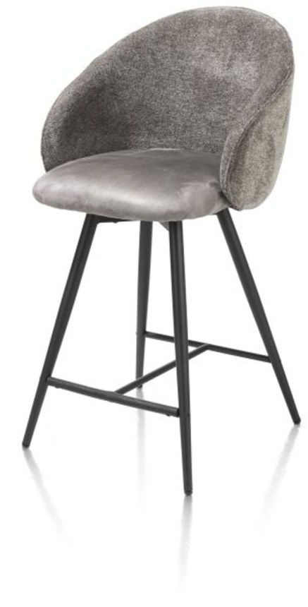 XOOON Owen, Tresenstuhl - 4-Füße - drehbar - Stoff Calabria / Enzo - Schwarz/ Anthrazit, Grau - 2