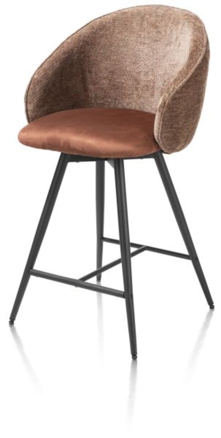 XOOON Owen, Tresenstuhl - 4-Füße - drehbar - Stoff Calabria / Enzo - Braun, Rot - 2