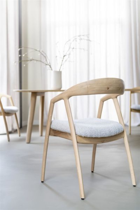 XOOON Dante, Armlehnstuhl - Eiche naturell mit Sitz in Stoff Brioni - Creme - 10