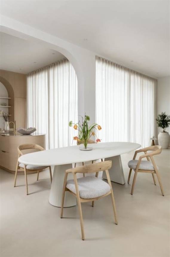 XOOON Dante, Armlehnstuhl - Eiche anthrazit mit Sitz in Stoff Brioni - Creme - 6