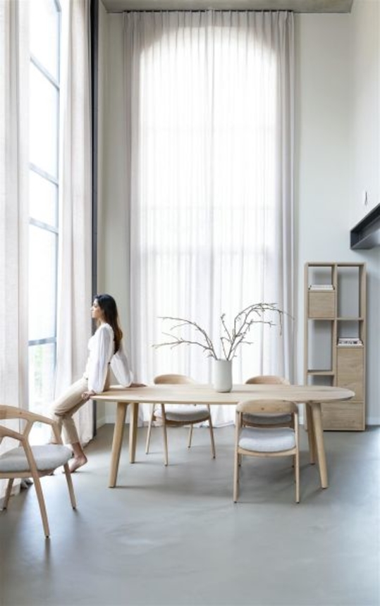 XOOON Dante, Armlehnstuhl - Eiche anthrazit mit Sitz in Stoff Brioni - Creme - 8