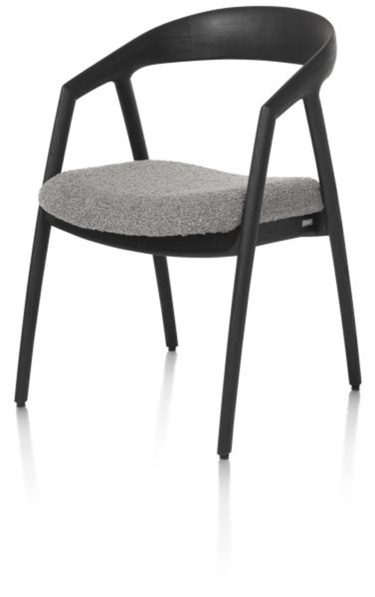 XOOON Dante, Armlehnstuhl - Eiche anthrazit mit Sitz in Stoff Brioni - Leber - 2