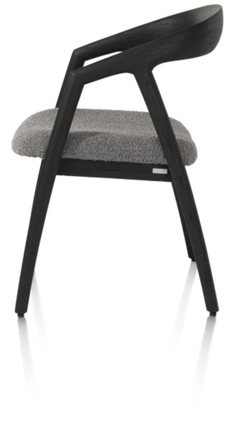 XOOON Dante, Armlehnstuhl - Eiche anthrazit mit Sitz in Stoff Brioni - Leber - 4