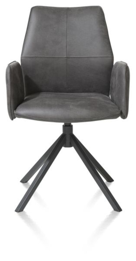 XOOON Franky, Armlehnstuhl - drehbar - Handgriff - Taschenfederkern - Taurus - Schwarz/ Anthrazit, Braun - 1