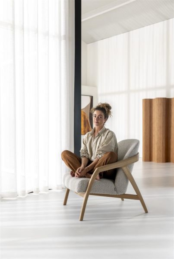 XOOON Dante, Sessel - Eiche naturell - Stoff Brioni - Creme - 7