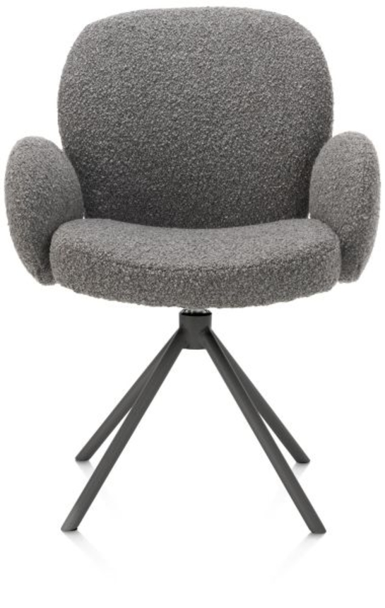 XOOON Jaxon, Armlehnstuhl - Gestell Grafit - drehbar - Stoff Brioni - Leber - 1