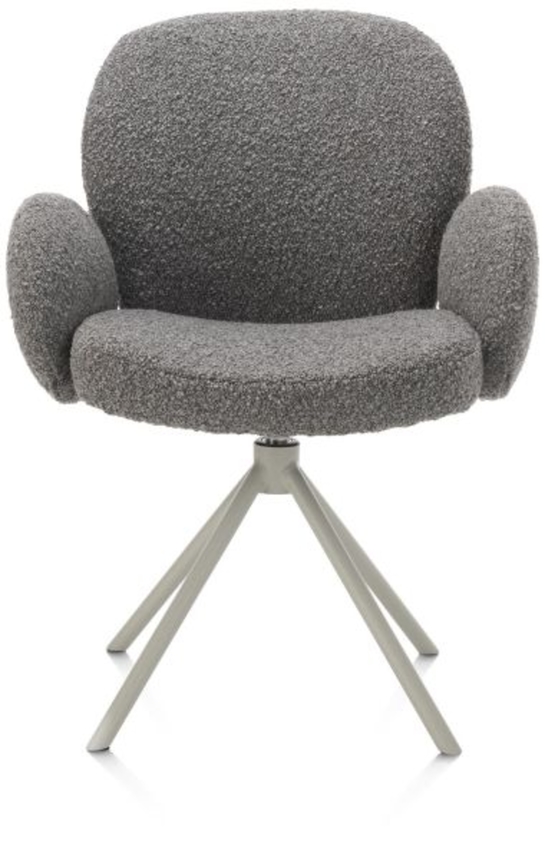 XOOON Jaxon, Armlehnstuhl - Gestell Silk Grey - drehbar - Stoff Brioni - Leber - 1