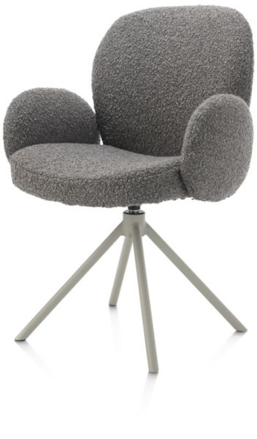 XOOON Jaxon, Armlehnstuhl - Gestell Silk Grey - drehbar - Stoff Brioni - Leber - 2