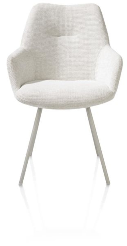 XOOON Odin, Armlehnstuhl - Metall Gestell RAL 7044 - silk grey - Stoff Vada Ivoor - Elfenbein - 1