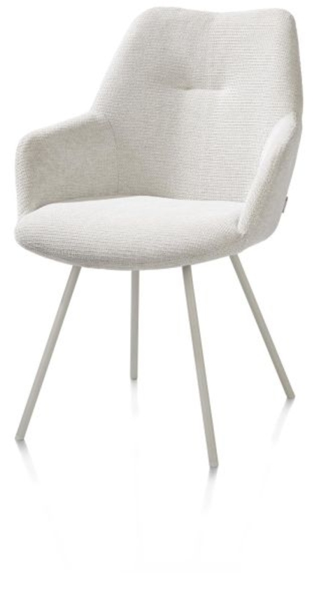 XOOON Odin, Armlehnstuhl - Metall Gestell RAL 7044 - silk grey - Stoff Vada Ivoor - Elfenbein - 2