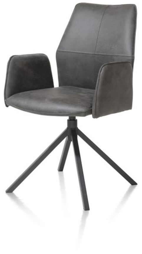 XOOON Franky, Armlehnstuhl - fest - Handgriff - Taschenfederkern - Taurus - Schwarz/ Anthrazit, Braun - 2