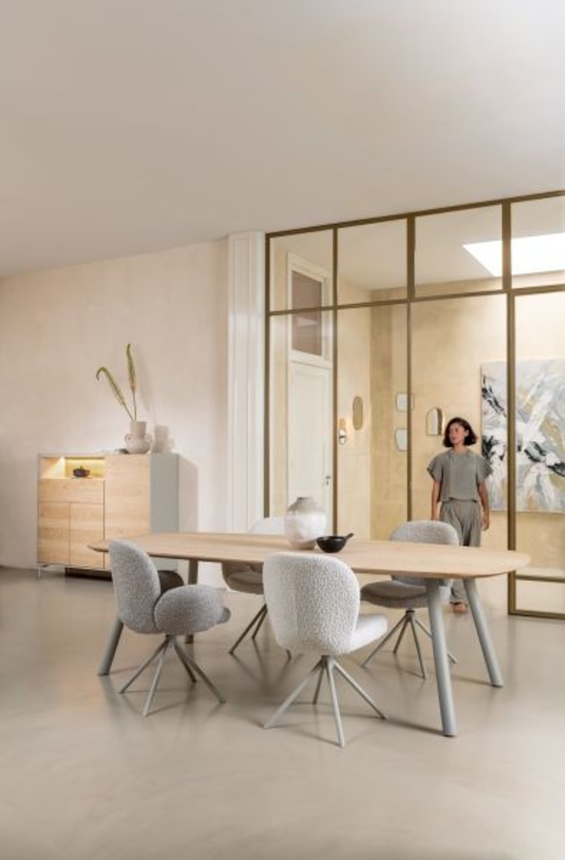 XOOON Niora, Bank 160x43cm - massiv Eiche - Holz Fuessen - Kissen inklusive - Creme - 7