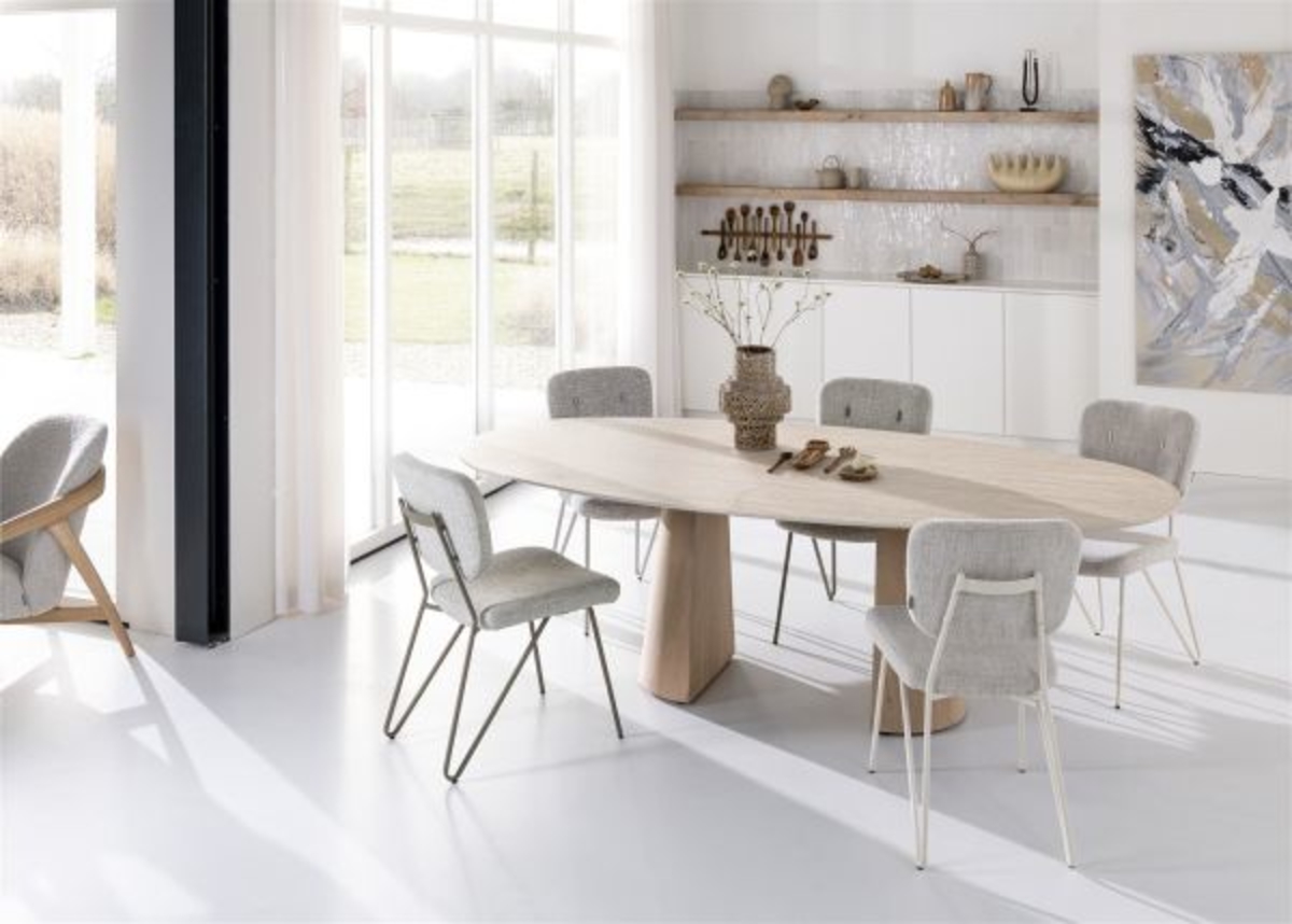 XOOON June, Stuhl + Taschenfederkern - Gestell RAL 1013 - nebbia + Stoff Luton - Creme - 5