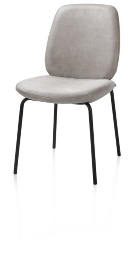 XOOON Fae, Stuhl - 4 Fußen - rough off black - Stoff Pala - Grau, Weiss - 2