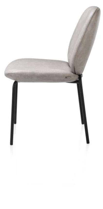 XOOON Fae, Stuhl - 4 Fußen - rough off black - Stoff Pala - Grau, Weiss - 4