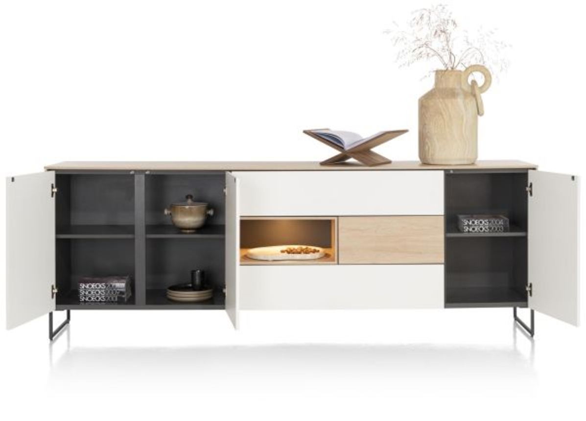 XOOON Lindfield, Sideboard 240 cm. - 3-Tueren + 3-Laden + 1-Nische (+ LED) -  - 3