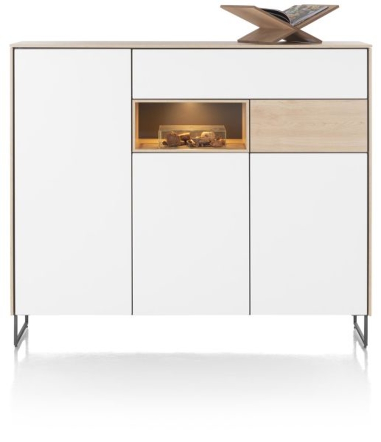XOOON Lindfield, Highboard 160 cm - 3-Tueren + 2-Laden + 1-Nische (+ LED) -  - 1