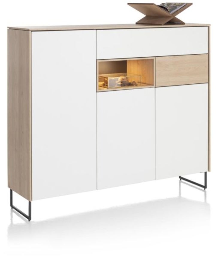 XOOON Lindfield, Highboard 160 cm - 3-Tueren + 2-Laden + 1-Nische (+ LED) -  - 2