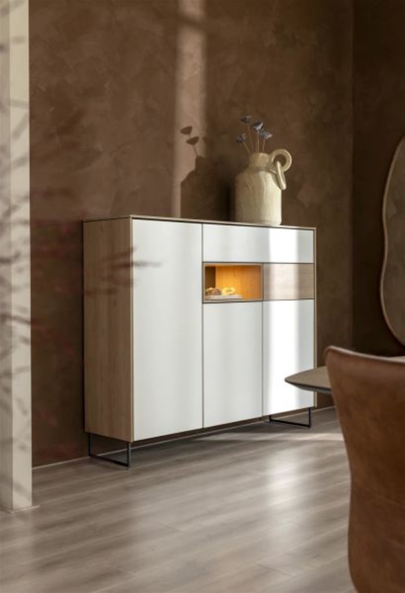 XOOON Lindfield, Highboard 160 cm - 3-Tueren + 2-Laden + 1-Nische (+ LED) -  - 4