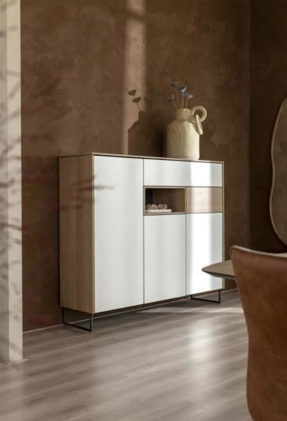 XOOON Lindfield, Highboard 160 cm - 3-Tueren + 2-Laden + 1-Nische (+ LED) -  - 5