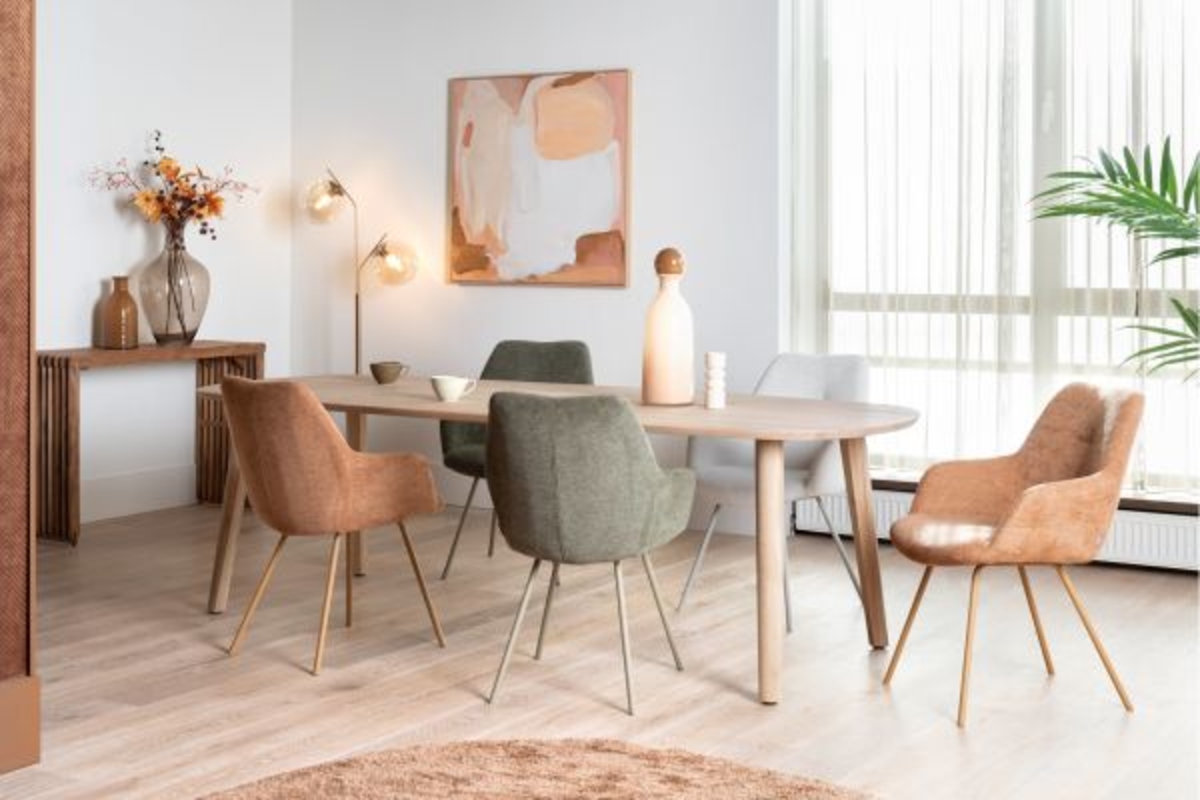 XOOON Odda, Tisch 200 x 110 cm - Oval - Holz Fuss - Beige, Braun - 7