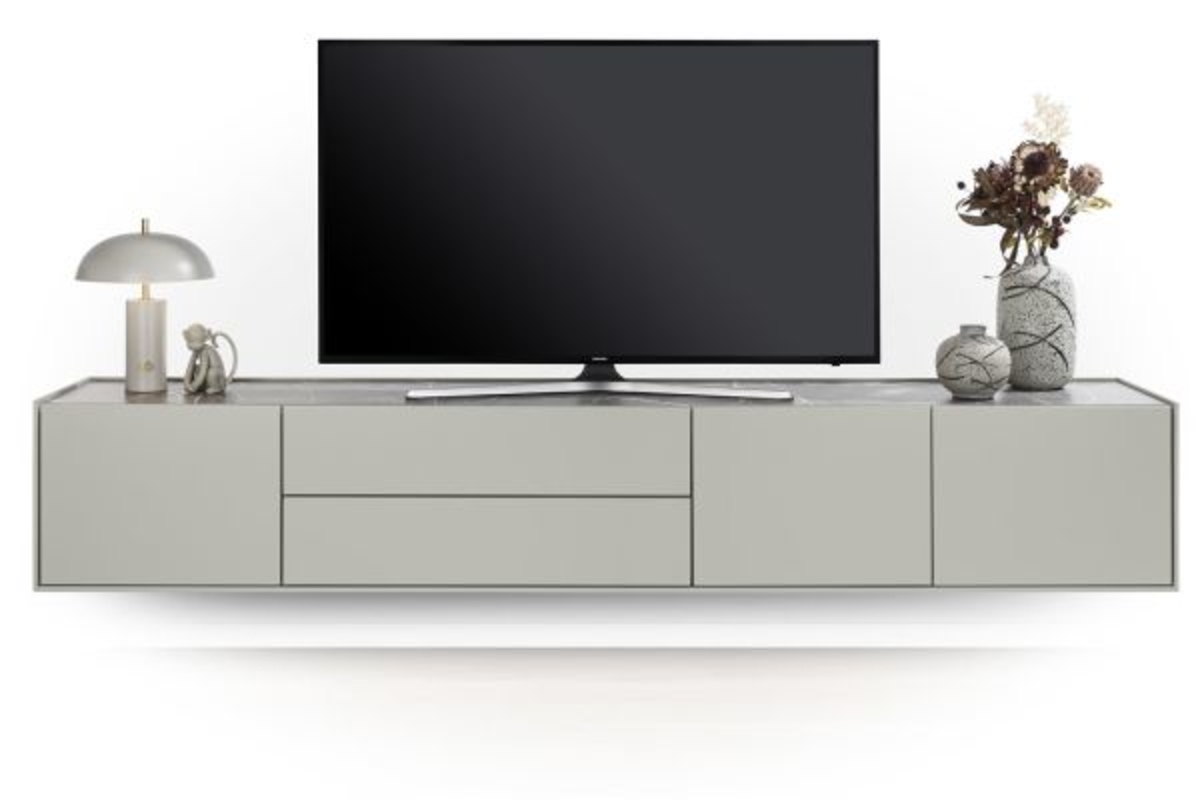 XOOON Noon, Lowboard 240 cm - 3-Tueren + 2-Laden - Deckplatte aus HPL light grey -  - 2