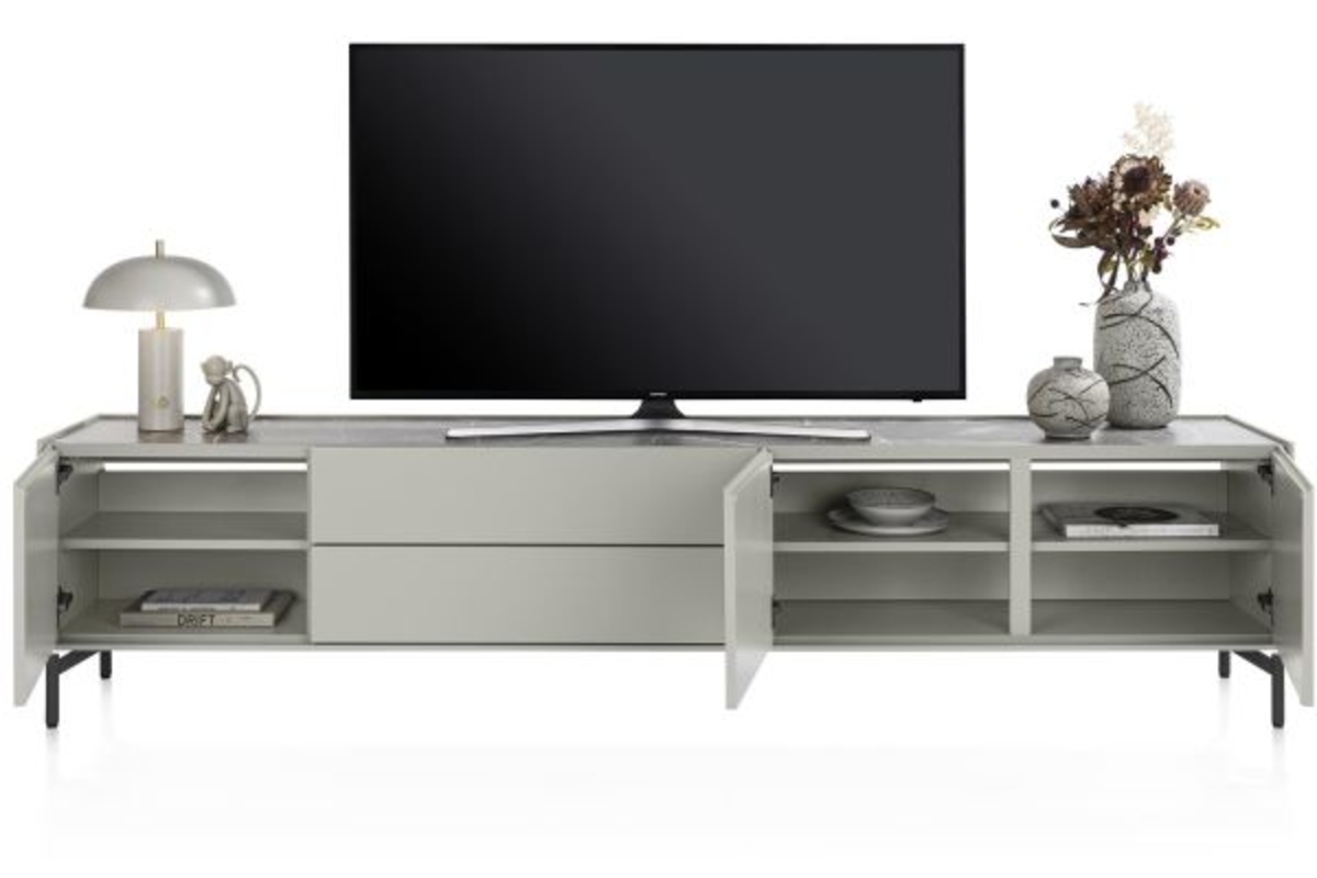 XOOON Noon, Lowboard 240 cm - 3-Tueren + 2-Laden - Deckplatte aus HPL light grey -  - 4