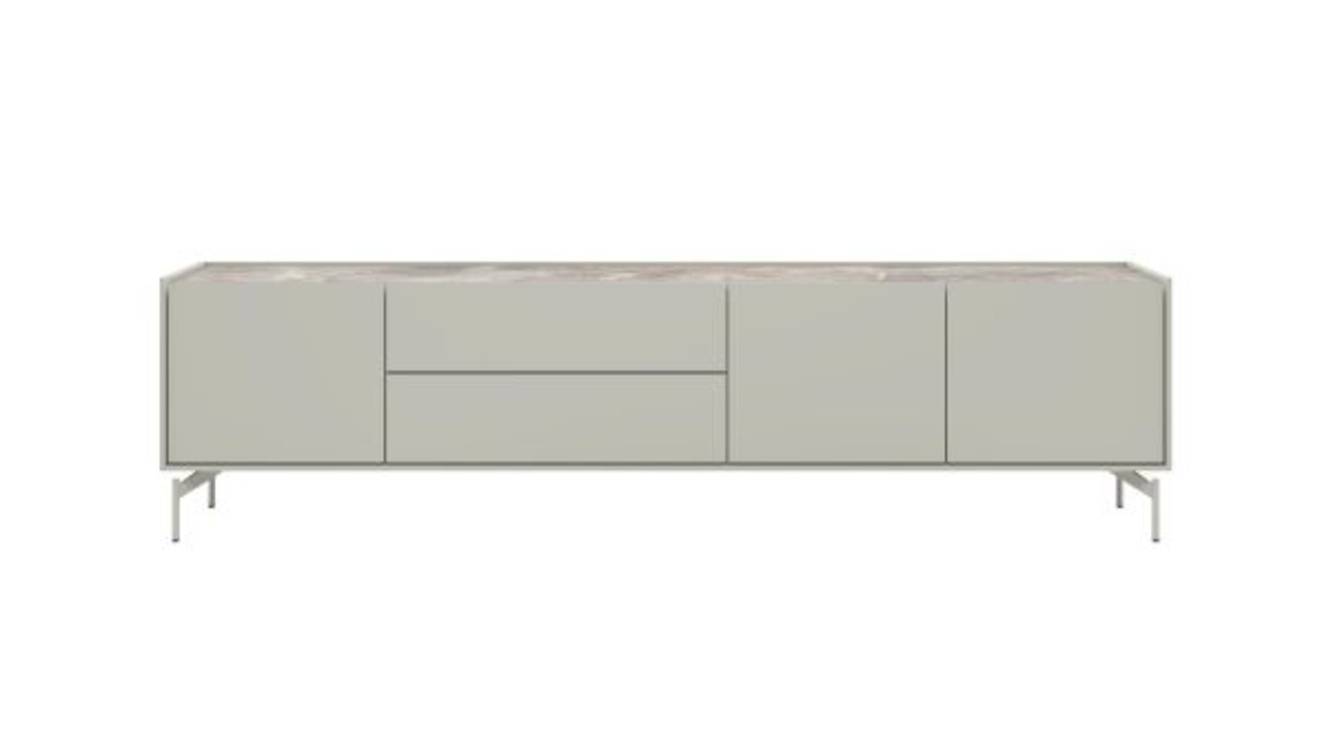 XOOON Noon, Lowboard 210 cm - 3-Tueren + 2-Laden - Deckplatte aus HPL light grey -  - 3