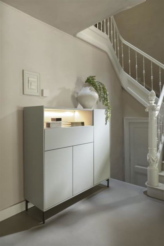 XOOON Noon, Highboard 148 cm - 3-Tueren + 1-Lade + 1-Nische (+ LED) - komplet silk grey -  - 7