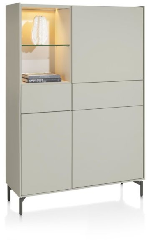 XOOON Noon, Schrank 120 cm - 3-Tueren + 2-Laden (+ LED) - komplet silk grey -  - 2