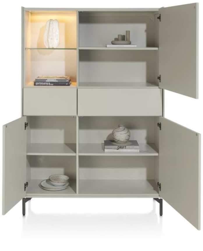 XOOON Noon, Schrank 120 cm - 3-Tueren + 2-Laden (+ LED) - komplet silk grey -  - 3