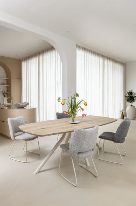 XOOON Arvada, Tisch 160 x 100 cm. - ovale - zentralem Fuß Nebbia - Beige, Braun - 4