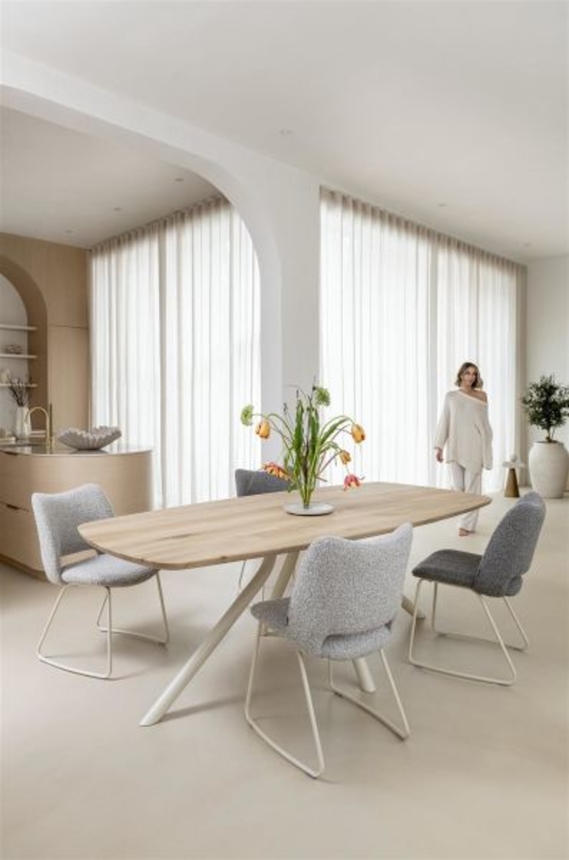XOOON Arvada, Tisch 160 x 100 cm. - ovale - zentralem Fuß Nebbia - Beige, Braun - 5